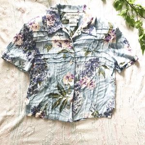 Vintage Button down floral print short sleeve top